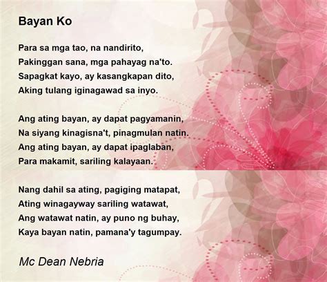 Tula : Bayan Ko (My Country): Patriotic Filipino Poem / Song.